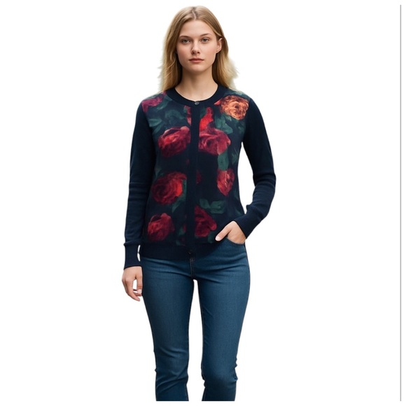 Merona Women’s Floral Print Cardigan Sweater. S/P - Picture 1 of 11